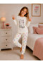 Girls' 100% Cotton Cute Cat Pattern Long-Sleeved Winter Pajama Set - 2