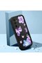 Samsung Galaxy A15 4G/5G Compatible Black Silicone Case Shockproof Camera Protected Floral Pattern - 2