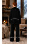 Women's Knitwear Sweater and Wide-Leg Pants Stripe Detail Oversize Black Two-Piece Set 3040 - 3