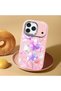 iPhone 17 Pro Compatible Shock-Absorbing Camera Protected Pink Silicone Case Floral Print - 2
