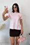 Women's crew neck amore heart print t-shirt - pink - 26y 1111 - 3