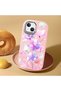 Pink Silicone Case with Shock-Absorbing Camera Protections Compatible with iPhone 14 Plus/15 Plus Floral Print - 2