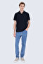 Navy Blue Regular Fit Polo Collar Cotton T-Shirt - 2