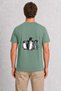 Men's Hand Drawn Penguin Family Back Print - Green
