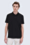 Black Regular Fit Polo Collar 100% Mercerized Cotton T-Shirt - 3