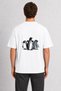 Men's Hand Drawn Penguin Family Back Print - White