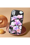 iPhone XS Max Compatible Shock-Absorbing Camera Protected Black Silicone Case Floral Print - 2