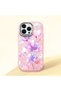 iPhone 13 Pro Max Compatible Shock-Absorbing Camera Protected Pink Silicone Case Floral Print