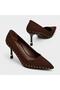 Chiara Brown Nubuck Women's Pointed Toe Gold Stone Detailed Stylish Shoes