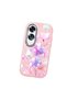 Oppo A60 Compatible Shock-Absorbing Camera Protected Pink Silicone Case Floral Print - 3
