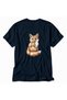 Women's Watercolor Style Fox Back Print - Navy Blue - 4