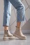 Women's Mc Accessory Detailed Lace-Up and Zippered Thick Non-Slip Sole Boots & Booties - 3