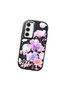 Samsung Galaxy A35 Compatible Shock-Absorbing Camera Protected Black Silicone Case Floral Print - 3