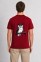 Men's Modern Striped Owl Art Print Back Printed - Red