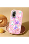 Realme C67 4g Compatible Shock-Absorbing Camera Protected Pink Silicone Case Floral Print - 2
