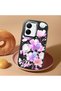 Vivo Y36 4G/5G Compatible Shock-Absorbing Camera Protected Black Silicone Case Floral Print - 2