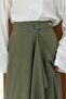 Khaki Green Linen Wrap Heather Skirt - 7