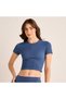 SEAMFREE RIBBED HIGH NECK SHORT SLEEVED TOP