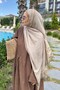 Belt pattern tencel shawl - beige - 2