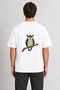 Men's Wise Owl Artistic Graphic Design Back Printed - White