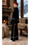 Women's Knitwear Sweater and Wide-Leg Pants Stripe Detail Oversize Black Two-Piece Set 3040 - 6