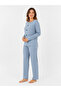 Plus size ribbed knit ice blue seasonal pajama set - 3