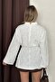 Women's Brode Embroidered Lined Blouse with Tie Detail - 7