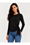 Women's Black Side Ruched Detailed Long Sleeve Blouse – Stylish and Elegant Design - 2