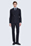 Navy Blue Regular Fit Striped Pointed Collar Double Breasted Suit