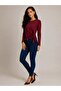 Women's Burgundy Side Ruched Detailed Long Sleeve Blouse – Stylish and Elegant Design - 2