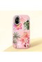 Realme C67 4g Compatible Shock-Absorbing Camera Protected Pink Silicone Case Floral Print