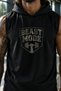 Black Sportsman's Tank Top Beast Mode Printed Standard Fit Hooded Cotton Fabric Sleeveless Men's Tank Top Tshirt - 2