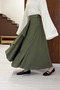Khaki Green Linen Wrap Heather Skirt - 3