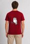 Men's Minimalist Line Art Owl Design Back Print - Red