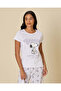 Women White Printed Character Pyjama Set - 2