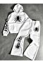 Unisex Men's and Women's Spider Printed Oversize 3 Thread Hooded Baggy Bottom Tracksuit Set