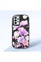 Samsung Galaxy A23 4G/5G Compatible Shock-Absorbing Camera Protected Black Silicone Case Floral Print