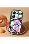 Poco M6 Pro 4g Compatible Shock-Absorbing Camera Protected Black Silicone Case Floral Print - 2
