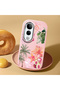 Vivo V50 Lite 4G/5G Compatible Shock-Absorbing Camera Protected Pink Silicone Case Floral Print - 2