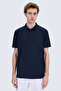 Navy Blue Regular Fit 100% Cotton Polo Collar Mercerized T-Shirt