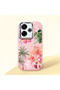 Poco M6 4g Compatible Shock-Absorbing Camera Protected Pink Silicone Case Floral Print