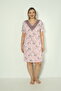 Women's Large Size Viscose Fabric Lace Detailed Short Sleeve Nightgown 13378 - 2