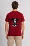 Men's Halftone Print Greyhound Design with Back Print - Red
