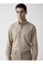 Özmarka New Season Beige Regular Fit Gabardine Men's Shirt