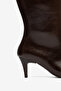 Bitter Brown Shiny Thin Short Heeled Boots with Middle Seam Detail - 5