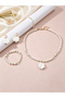 Girls White Flower Charm Pearl Necklace, Bracelet and Earrings Set - 4
