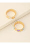 Girls Set of 2 - Heart Enamel Rings - 7