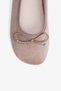 Women's Suede Ballerina Flats with Bow Detail and Oval Toe, Alya Beige - 3