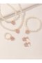 Pack of 5 - Girls Sequin Butterfly Charm Pearl Necklace, Bracelet, Ring and Earrings Set - 4