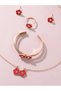 Girls Red Flower Charm Necklace, Bracelet, Ring and Earrings Set - 7